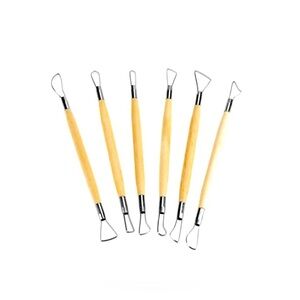 6pcs Clay Sculpting Tools, Wooden Handle Double Ended Ceramic Pottery & Clay New